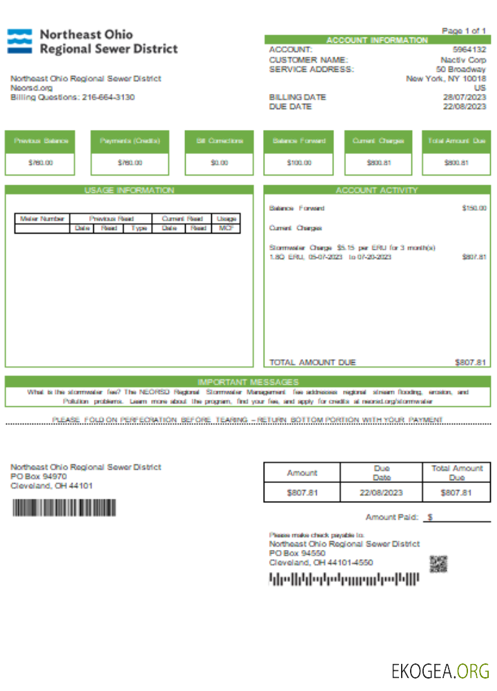 Projet de loi sur les services publics du district régional des égouts du nord est de l'Ohio, SCR